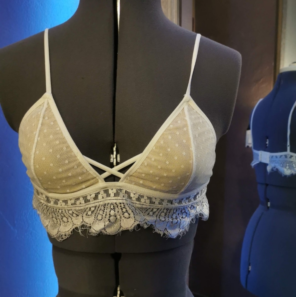 Me to We white lace polka dot Bralette
